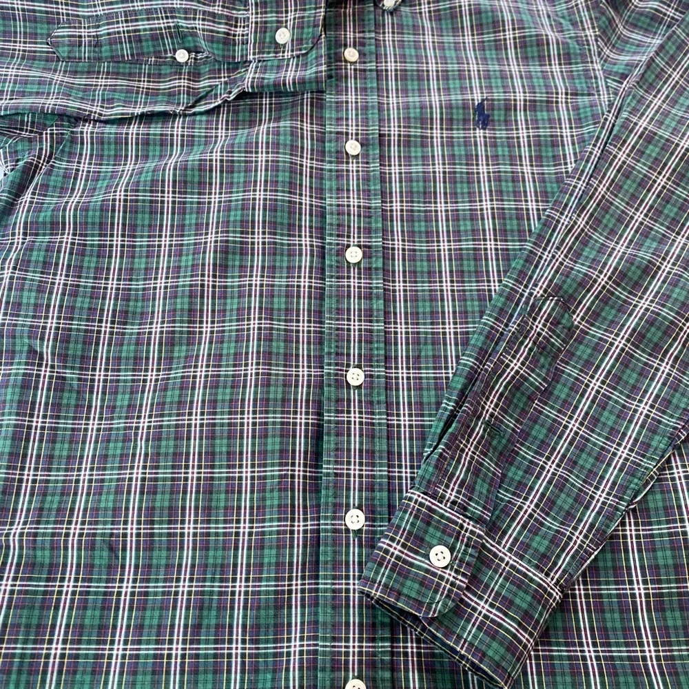 Polo Ralph Lauren Custom Fit Men's Green Plaid Button-Down Size Small Shirt - Picture 3 of 5